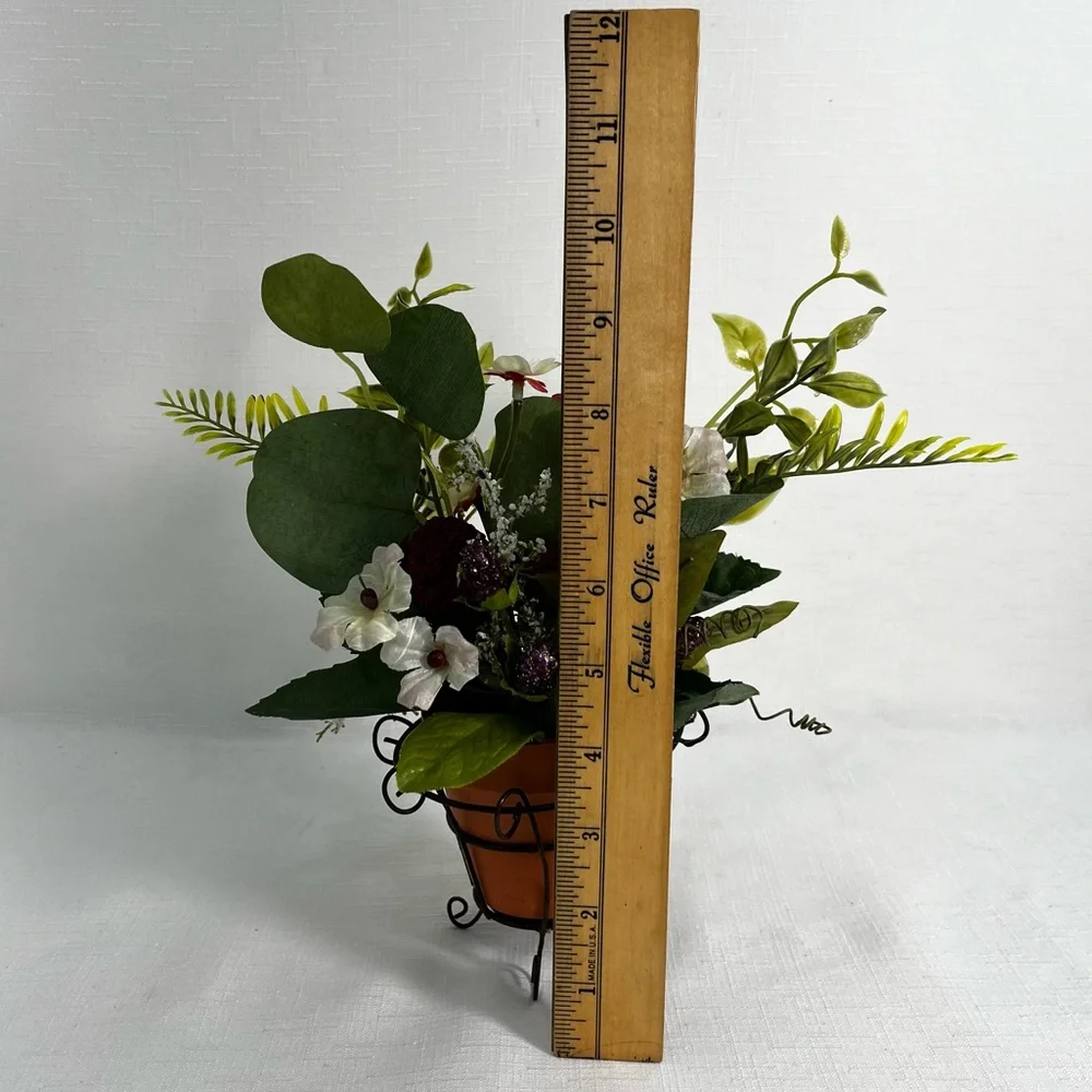 Faux Raspberry Potted Plant in Terra Cotta Pot with Decorative Wire Basket NWOT